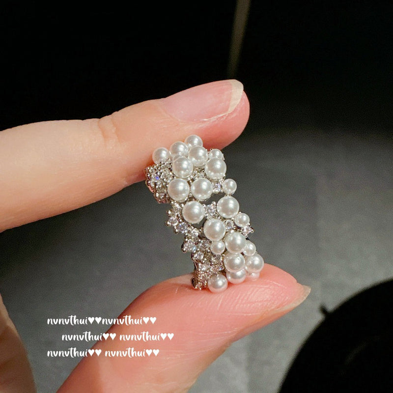 Retro curved starry gemstone ring, starry zircon drop glazed ring
