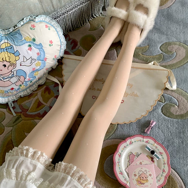 Fashion niche design polka dot love stockings rich daughter thickened bare legs flocking polka dot high elastic conjoined