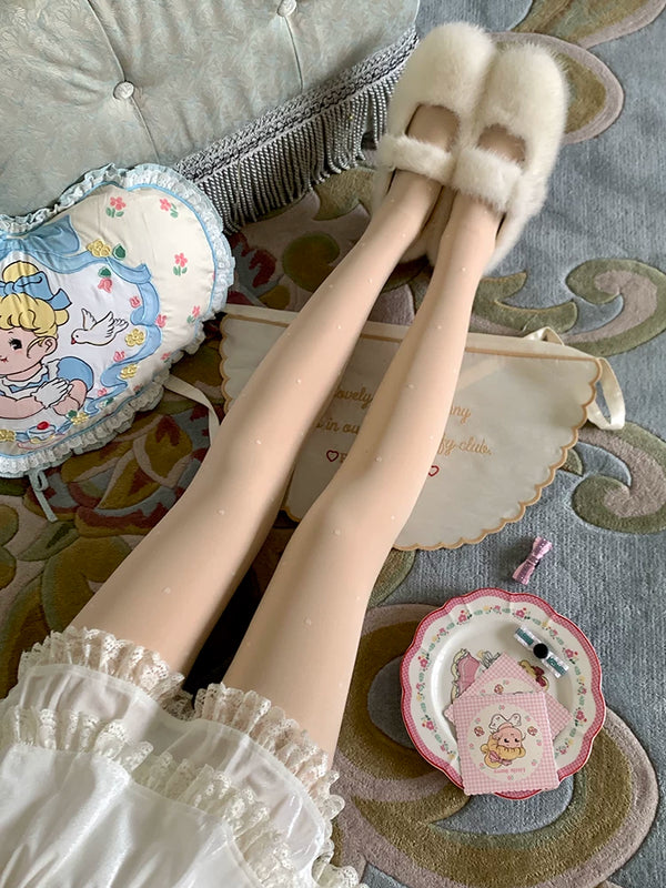 Fashion niche design polka dot love stockings rich daughter thickened bare legs flocking polka dot high elastic conjoined