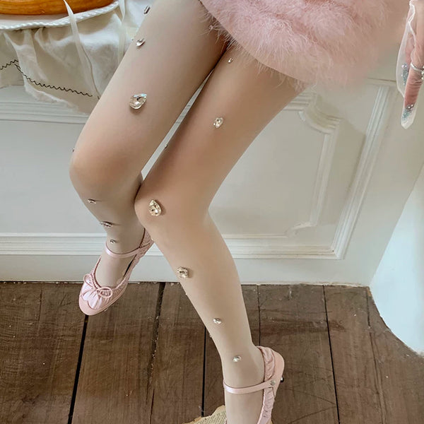 Fashion pure desire rhinestone bulingbuling flash stockings black silk milk white ultra-thin pantyhose