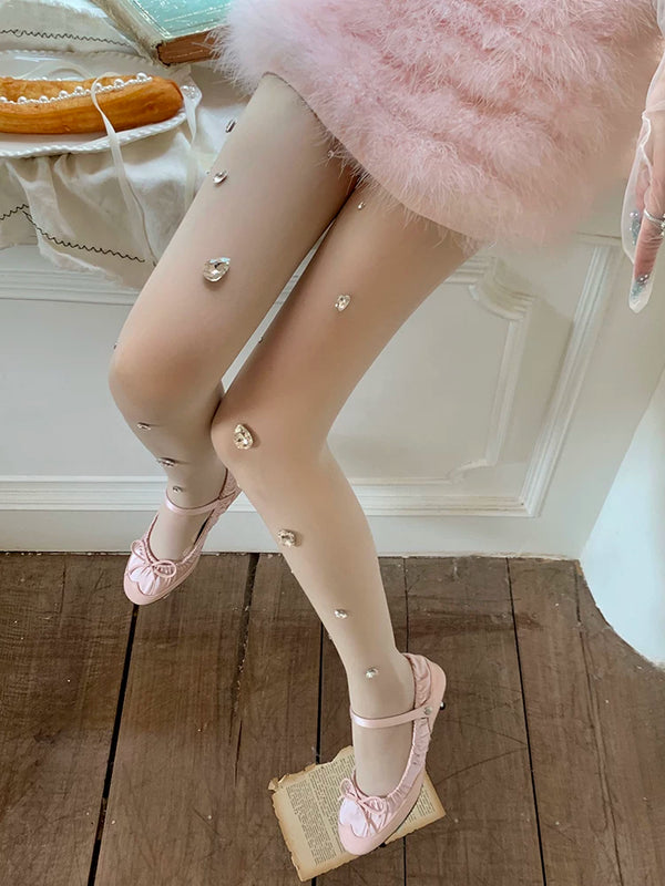 Fashion pure desire rhinestone bulingbuling flash stockings black silk milk white ultra-thin pantyhose