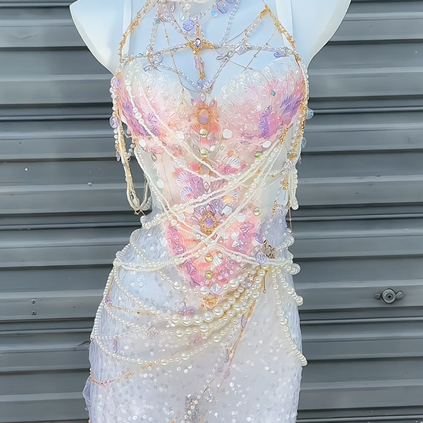 Pink and purple handmade mermaid princess scale bra water performance photography photo halloween cos costume
