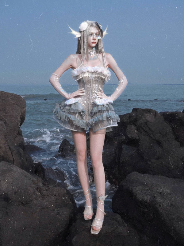 Heavy Industry Sequins Polarized Fishbone Jellyfish Holiday Dress Christmas