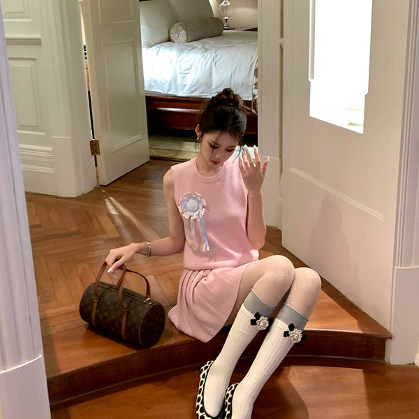 Fashion niche, design European small fragrant style bow non-removable camellia calf socks medium tube socks