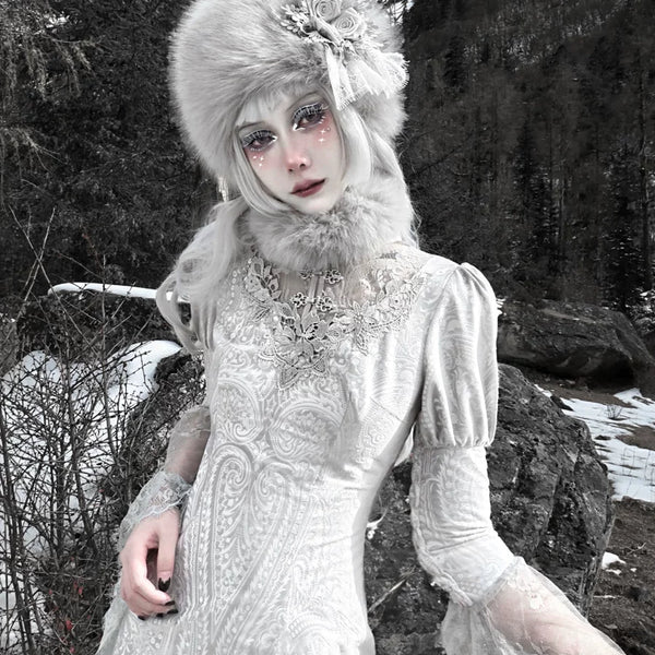 Jacquard lace velvet mermaid modified cheongsam dress