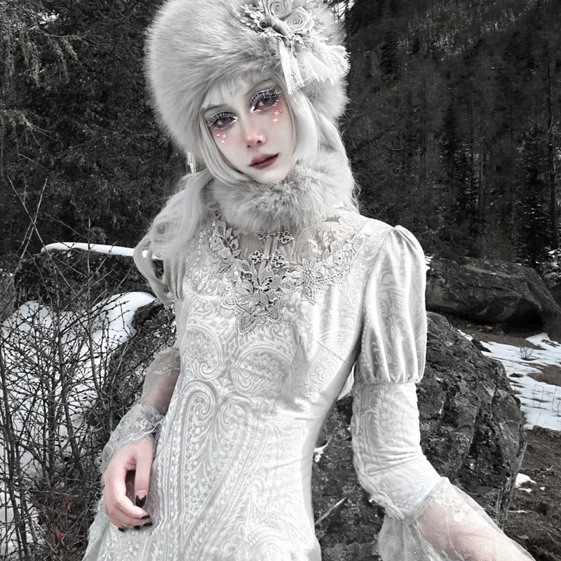 Jacquard lace velvet mermaid modified cheongsam dress