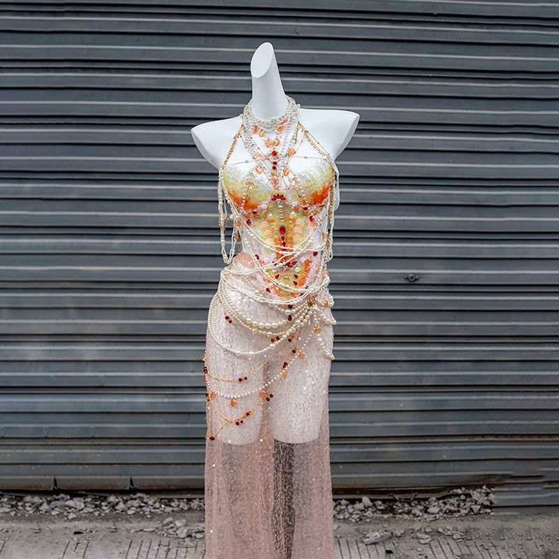 Blue and pink heavy industry mermaid princess scale bra xishuangbanna travel photography photo costume halloween clothes