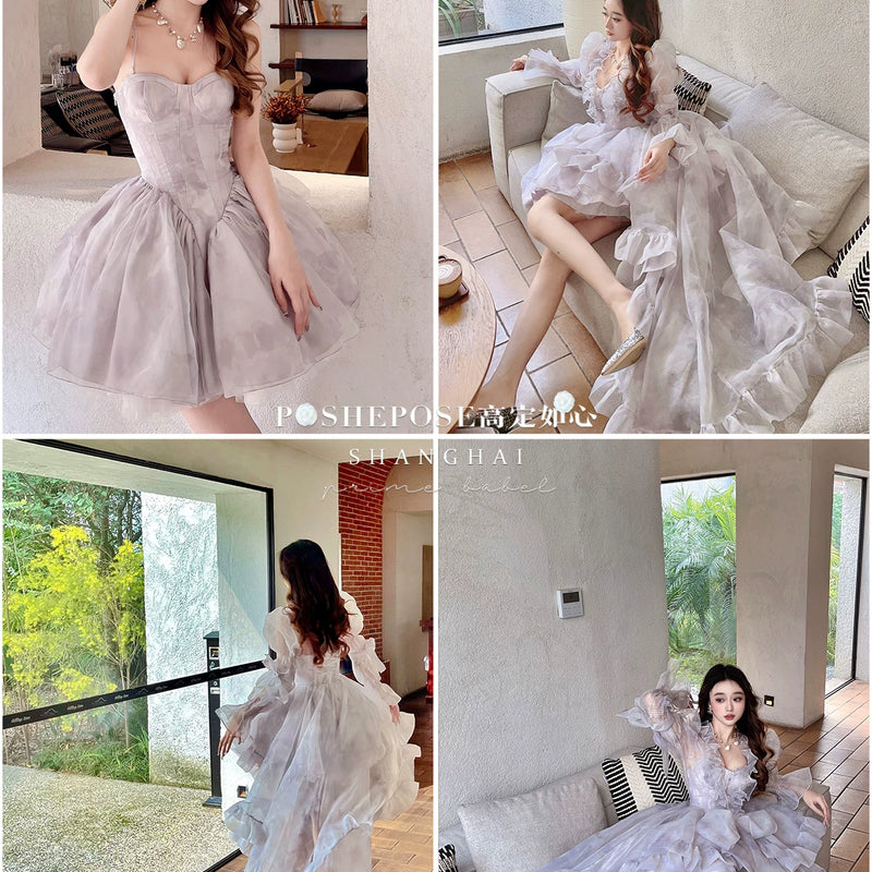 High-end custom-made iris heart thoughts·her lifelong dream jade smoky purple birthday dress