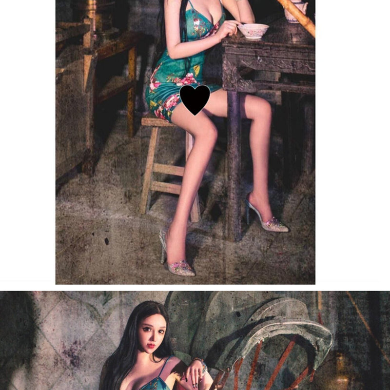 Spice girls sexy retro print color suspender low-cut short skirt live streaming host dance club temptation hip dress
