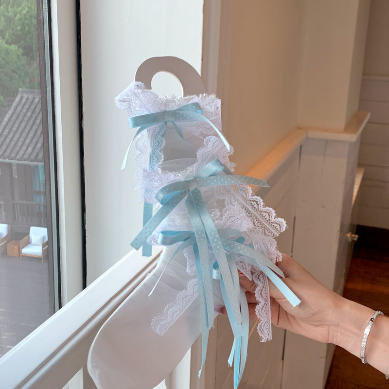 Fashion niche design pure desire wind calf socks bow lolita socks summer thin lace jk socks