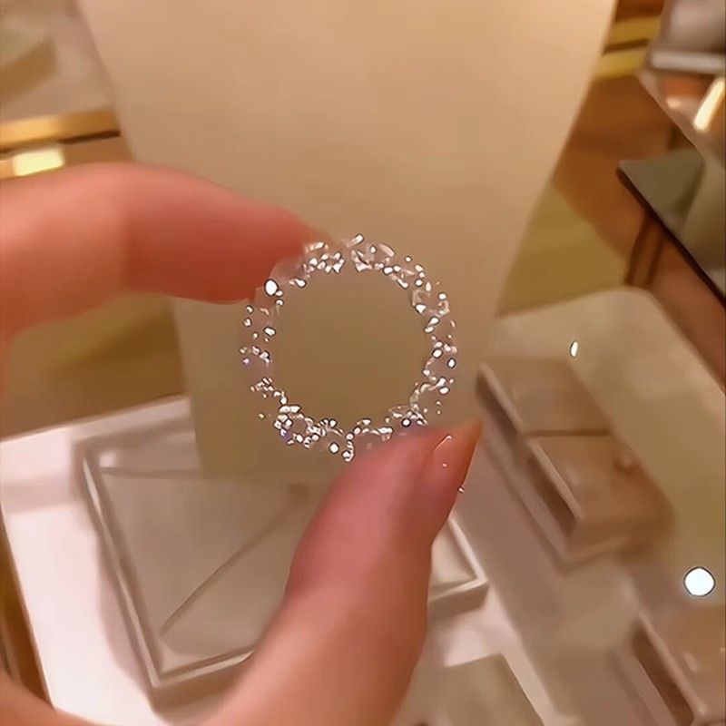 Super flash full diamond ring women's ins light luxury niche design high-end creative ring personality versatile index finger ring