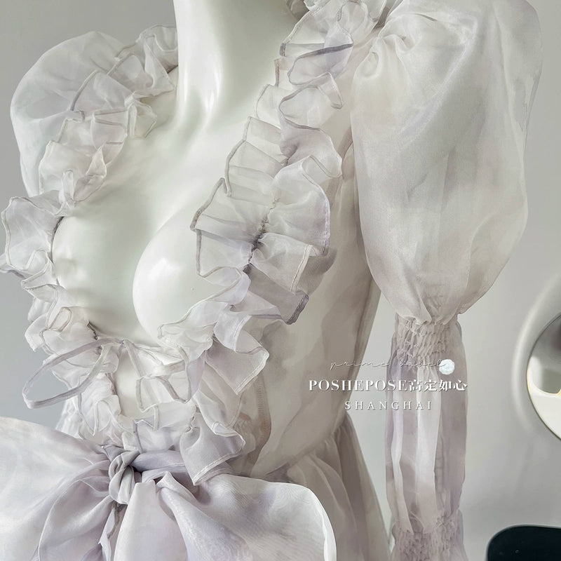 High-end custom-made iris heart thoughts·her lifelong dream jade smoky purple birthday dress