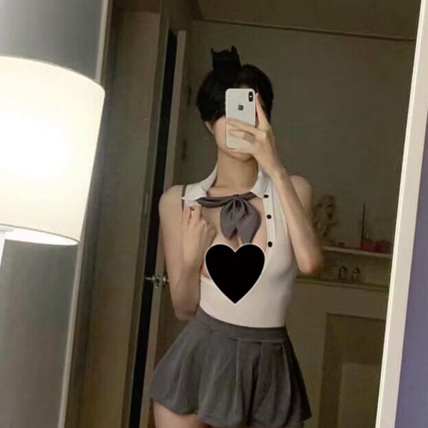 Hot girl sexy pure desire college style age reducing bow JK short skirt color blocking seductive uniform pleated tea break skirt summer