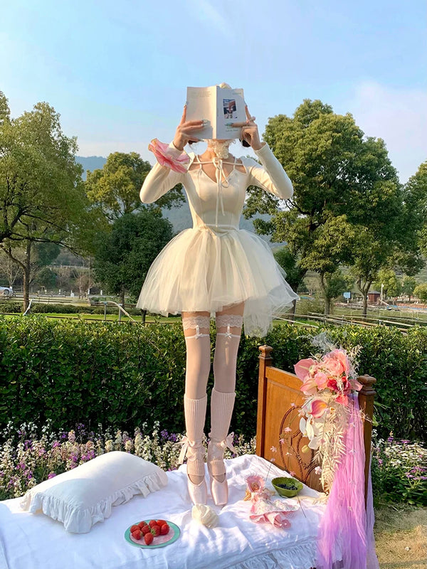 Fashion niche pure desire white silk 3D lace suspender black silk thigh socks sexy ultra-thin non-slip stockings