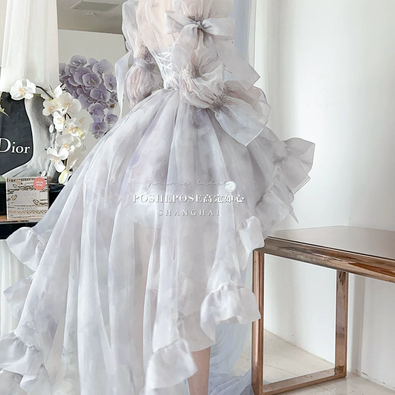 High-end custom-made iris heart thoughts·her lifelong dream jade smoky purple birthday dress