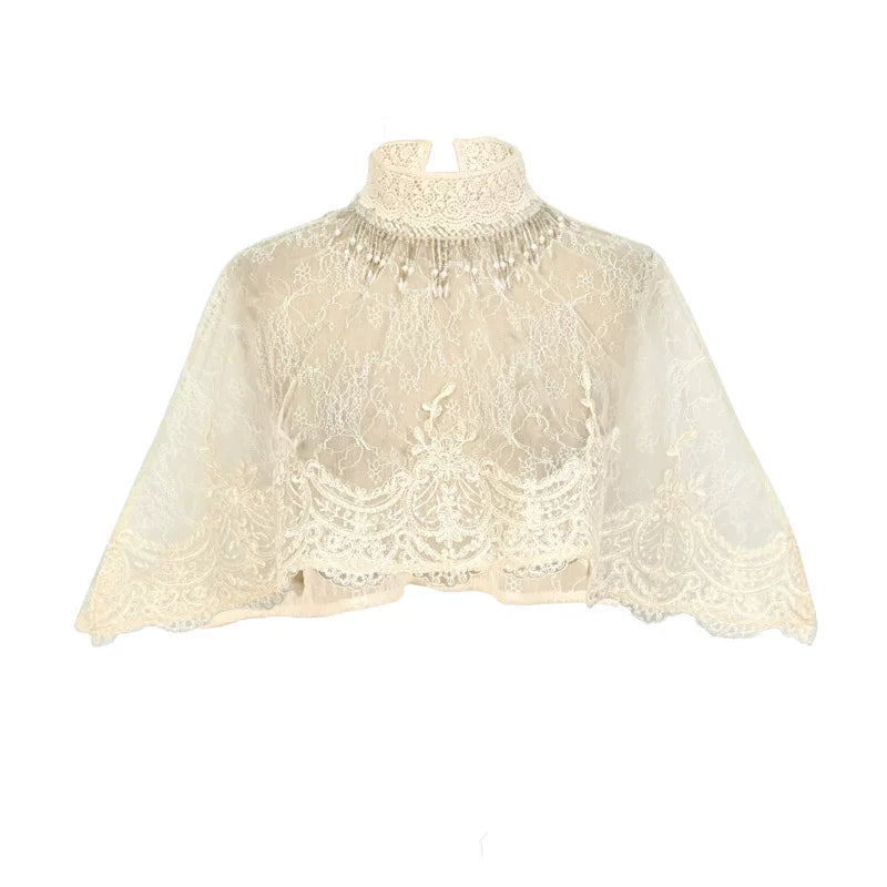 Lace cropped capelet top - christmas design, court style blouse