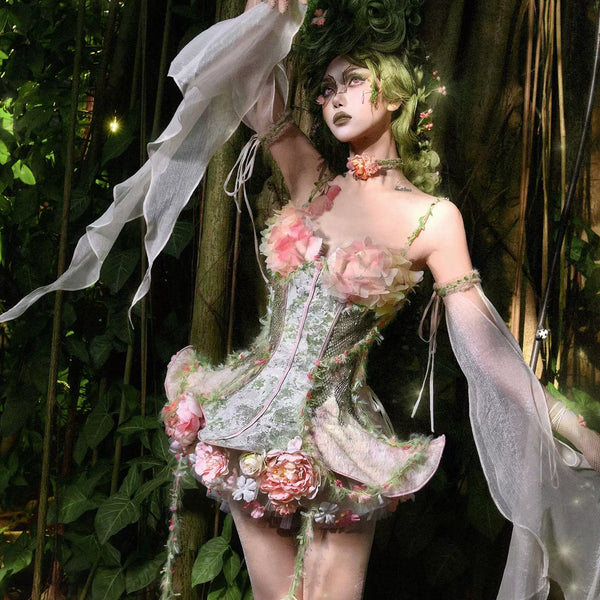 Mori Spirit Flower God Fishbone Bust Elf Wind Fairy Dress Dress Christmas