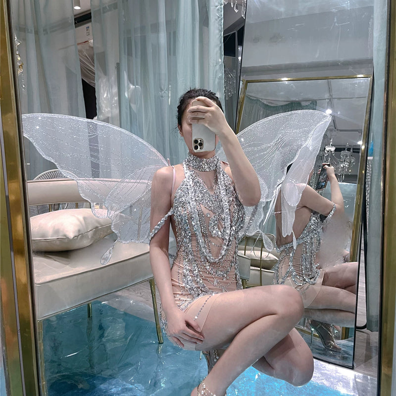 Handmade personalized rhinestone birthday elegant socialite halterbackless taylor swift same style dress