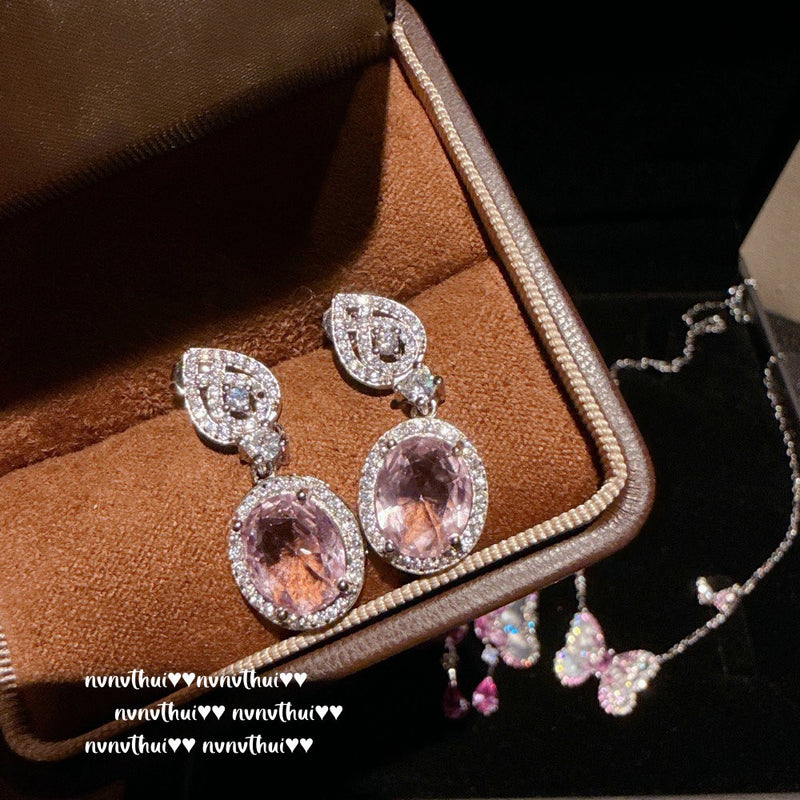 Fish Lady Dazzling Color Pink Dai Butterfly Gem Necklace Rich and Charming