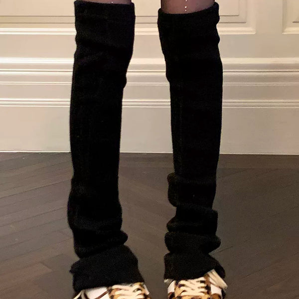 Fashion knee socks cover women's autumn and winter knitted leg cover Y2K slightly stretched and thin winter warm high pile socks