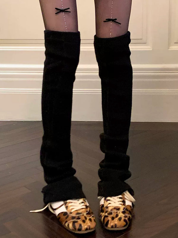 Fashion knee socks cover women's autumn and winter knitted leg cover Y2K slightly stretched and thin winter warm high pile socks