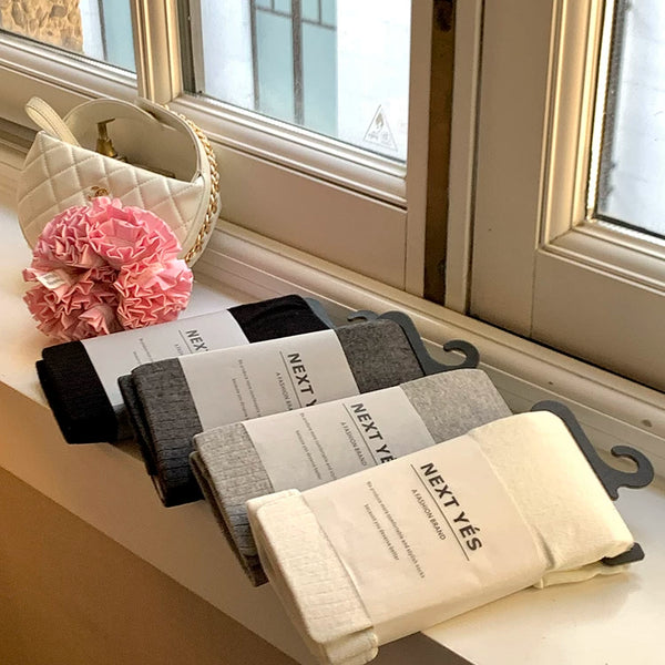 Fashion white pantyhose Korea Dongdaemun miu series wide pit striped leggings white gray stockings