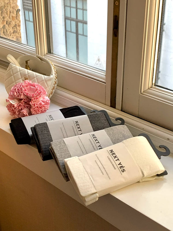 Fashion white pantyhose Korea Dongdaemun miu series wide pit striped leggings white gray stockings