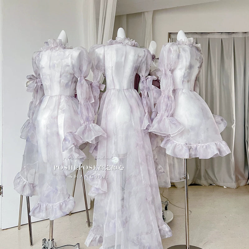High-end custom-made iris heart thoughts·her lifelong dream jade smoky purple birthday dress