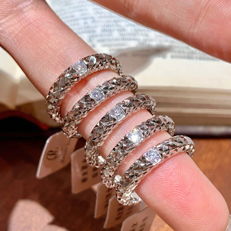 New flash Internet celebrity rhombus diamond ring niche design stylish and simple Yulin broken ice ice bar ring tail ring