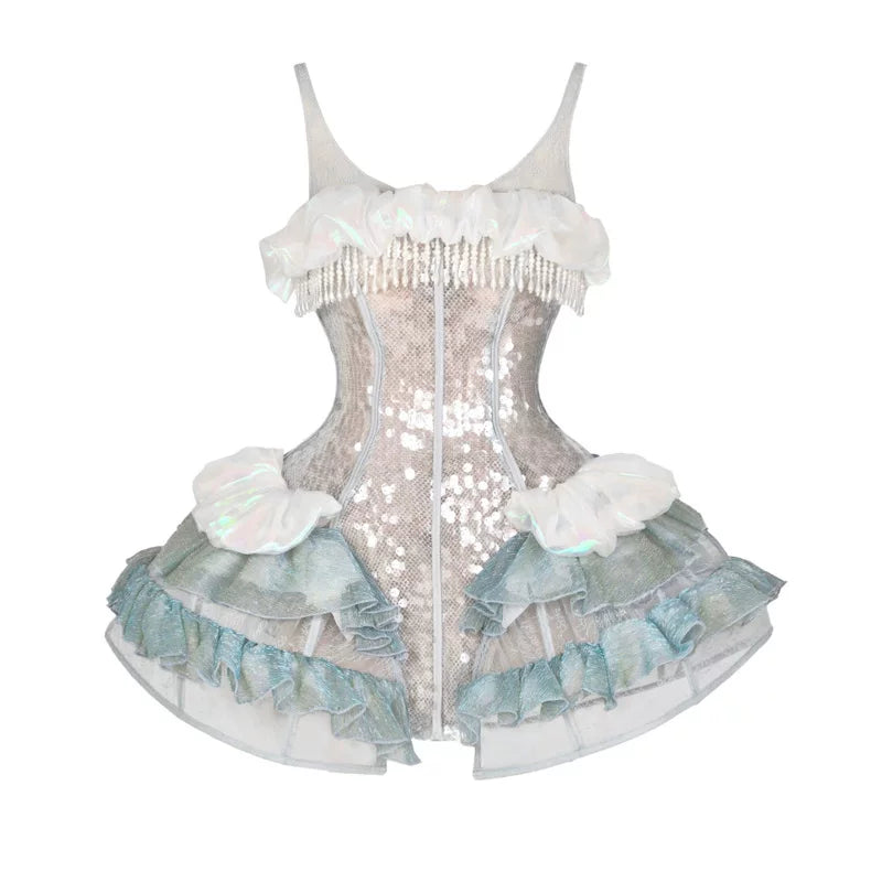 Heavy Industry Sequins Polarized Fishbone Jellyfish Holiday Dress Christmas