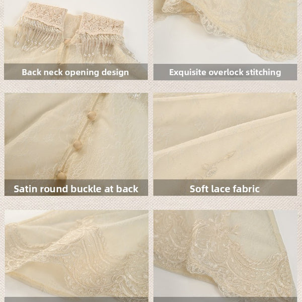 Lace cropped capelet top - christmas design, court style blouse