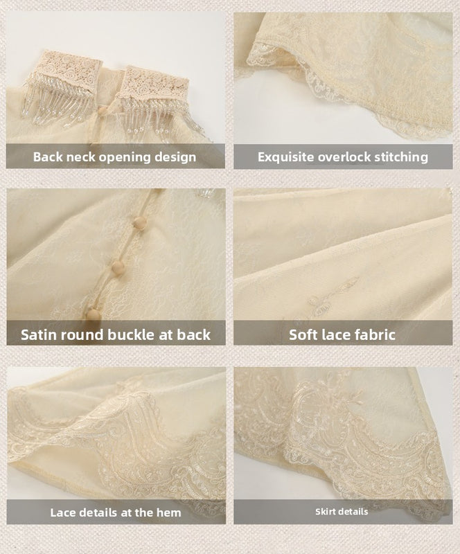 Lace cropped capelet top - christmas design, court style blouse