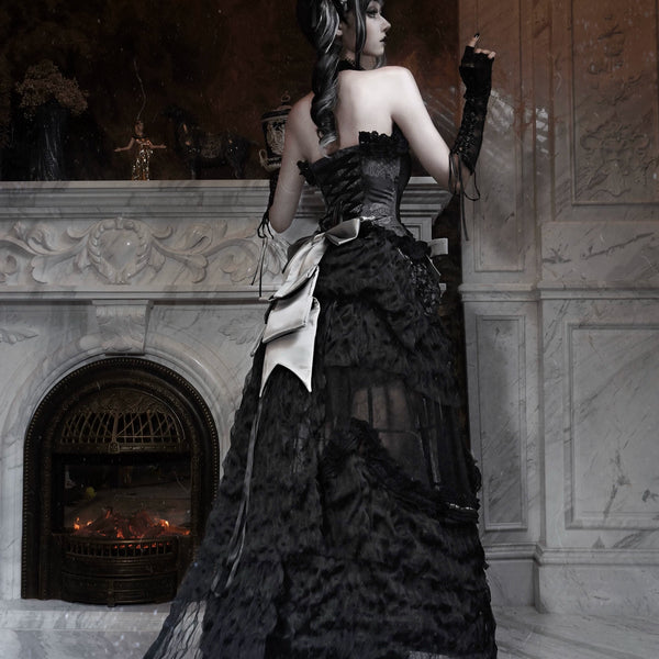 Cupid's box: rococo corset dress with fishbone bust – slim-fit halloween long dress