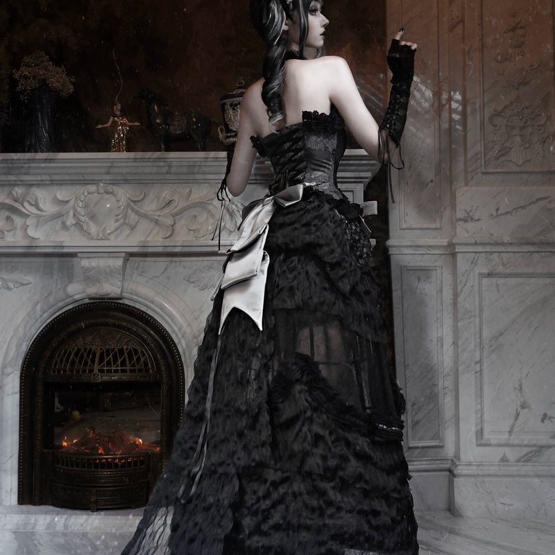 Cupid's box: rococo corset dress with fishbone bust – slim-fit halloween long dress