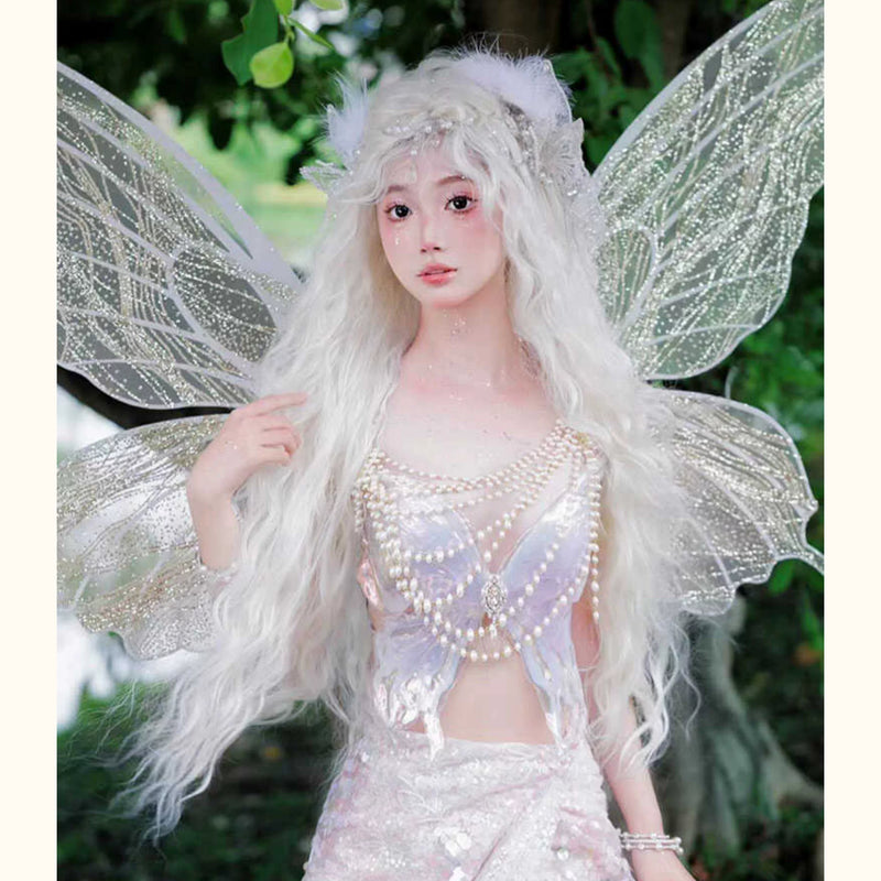 Original design crystal butterfly bustier - light purple ethereal dream handmade butterfly corset top