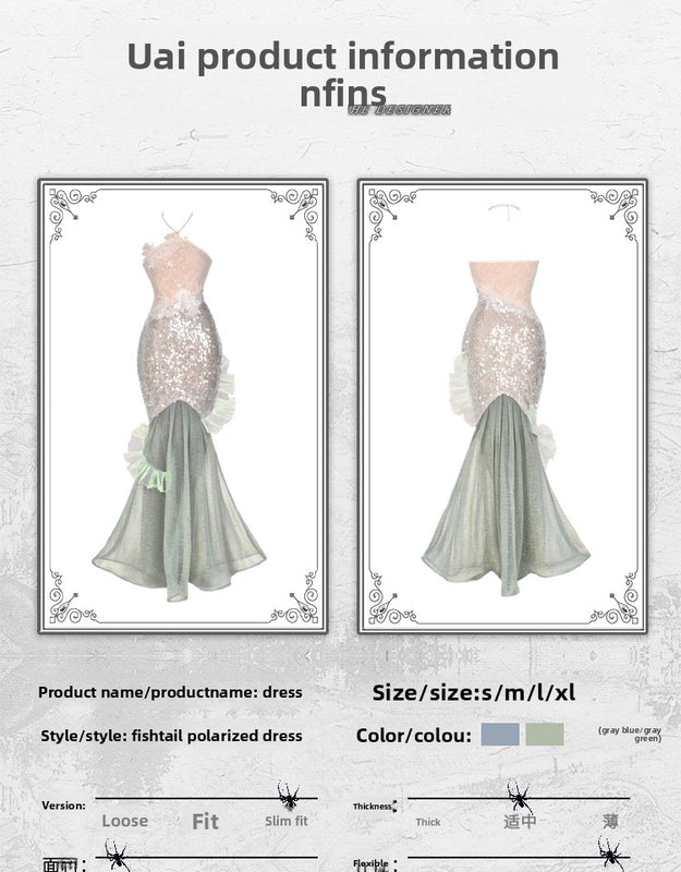 Mermaid Seaside Vacation Heavy Industry Sequins Polarized Fishtail Dress Christmas Dress Birthday Party Dress