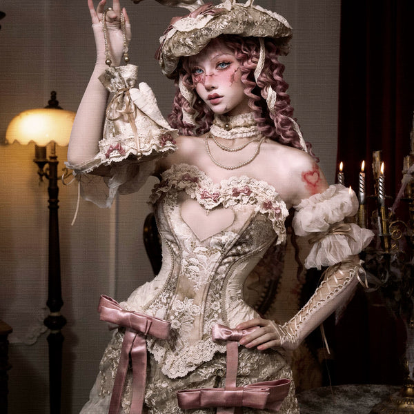 Heart-shaped fishbone corset top - court style waist cincher - fitted christmas top