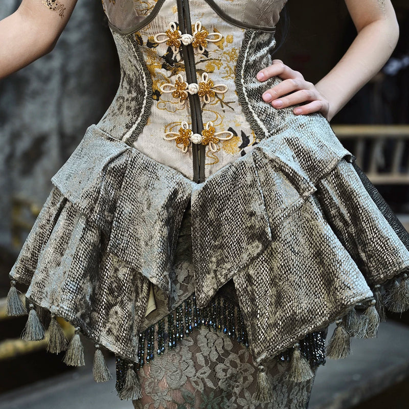 Spring Dragon Festival New Chinese-style disc buckle slim fish bone elastic waist girdle waist seal Christmas