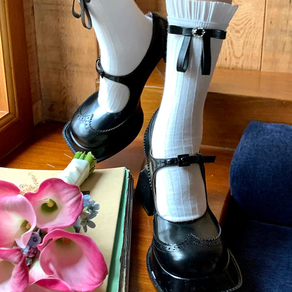 Fashion niche bow tube socks stacking socks versatile socks ballet girl jennier same style