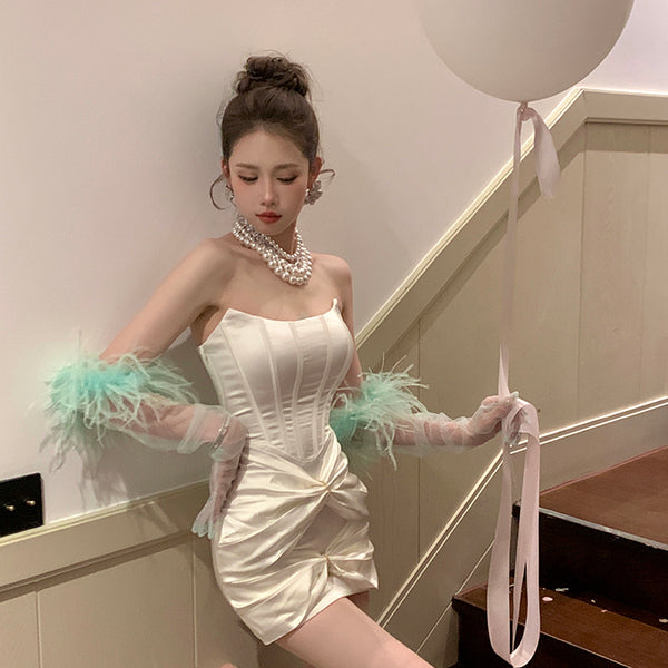 Cnorahk original fairy beauty feather long yarn gloves photo versatile dress modeling accessories gloves can be customized