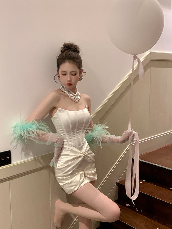 Cnorahk original fairy beauty feather long yarn gloves photo versatile dress modeling accessories gloves can be customized