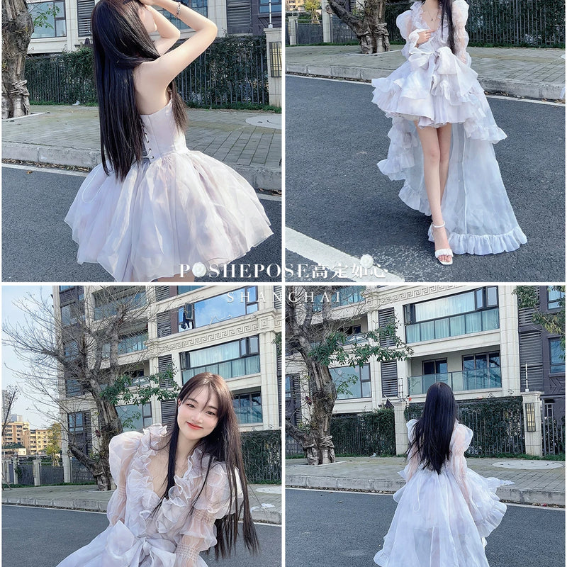 High-end custom-made iris heart thoughts·her lifelong dream jade smoky purple birthday dress