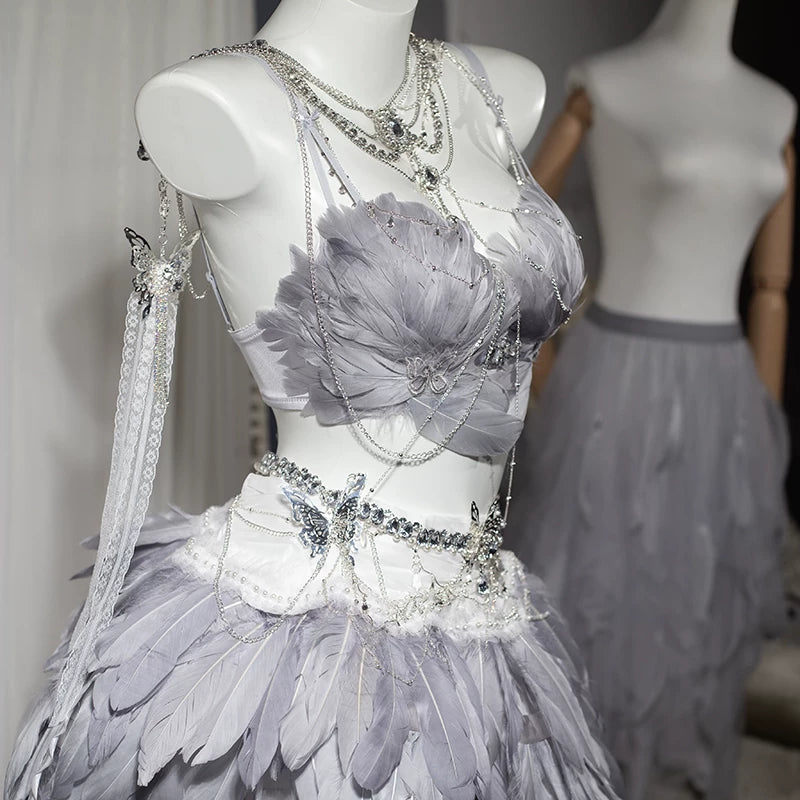 Electronic music festival european and american dj nightclub bar disco performance ds performance angel photo feather suit