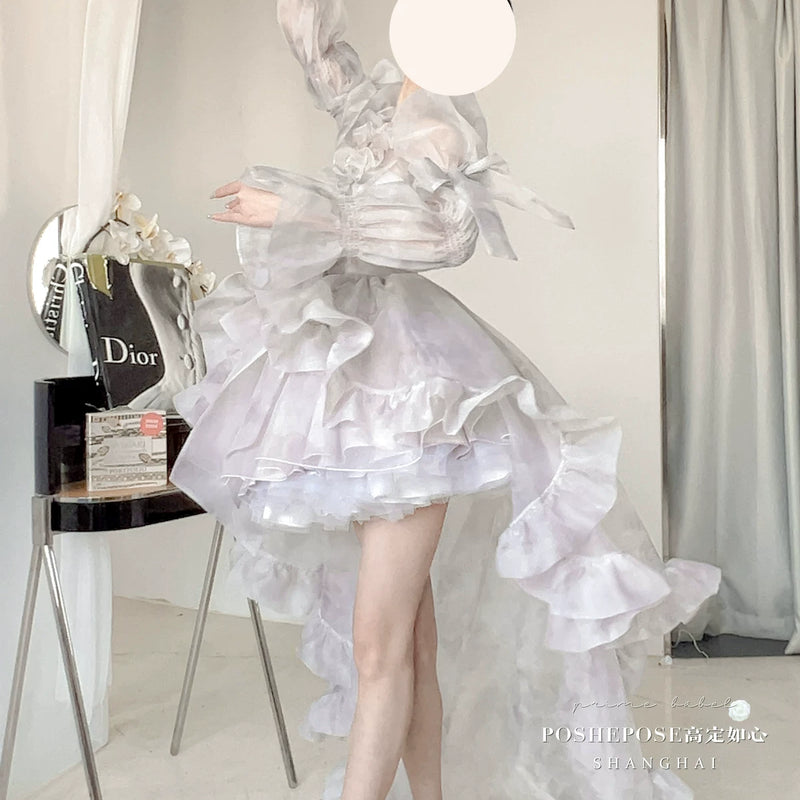 High-end custom-made iris heart thoughts·her lifelong dream jade smoky purple birthday dress