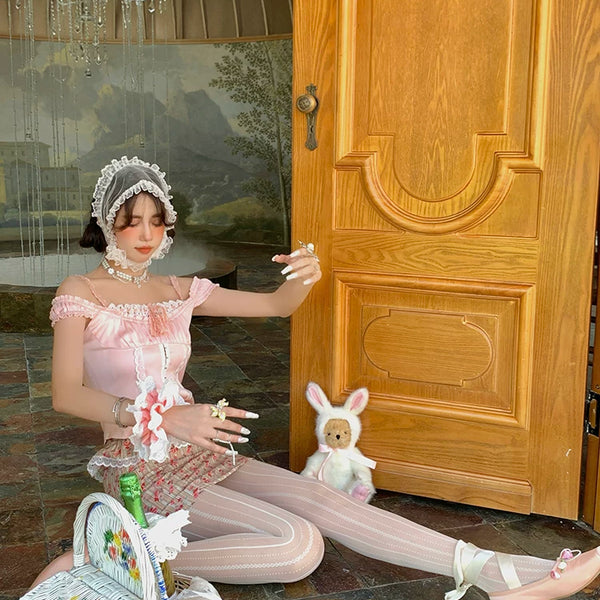 Fashion niche early autumn retro romantic lolita delicate lace pattern jacquard versatile pantyhose stockings