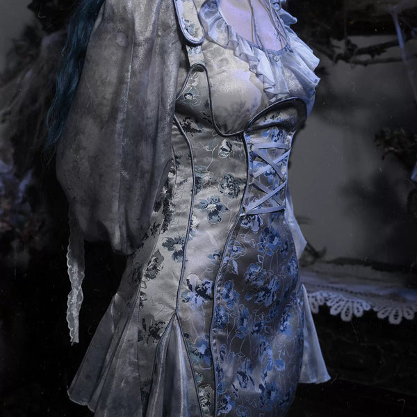 Gothic Jacquard Short Strap Slim Suspender Dress Christmas