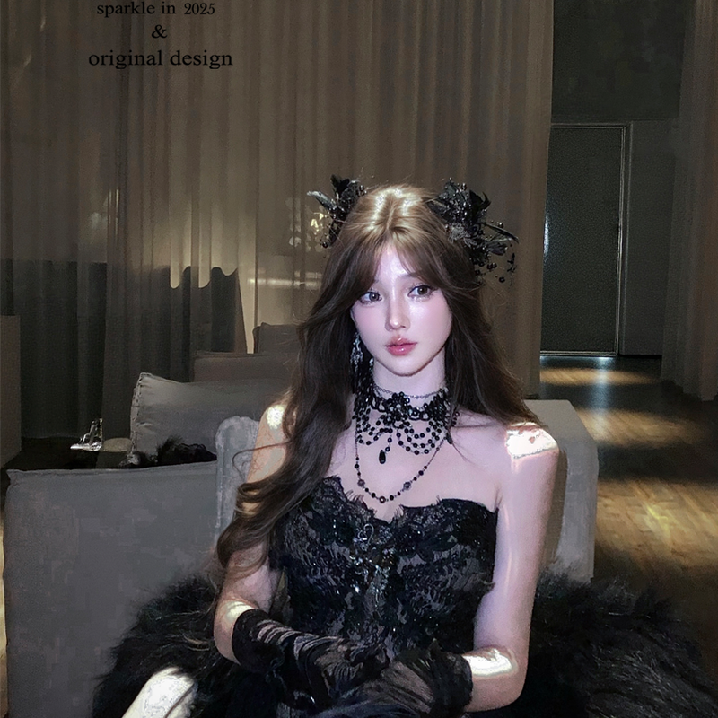 Heavy industry lace waist dress, sexy tube top long dress, more skirts for women