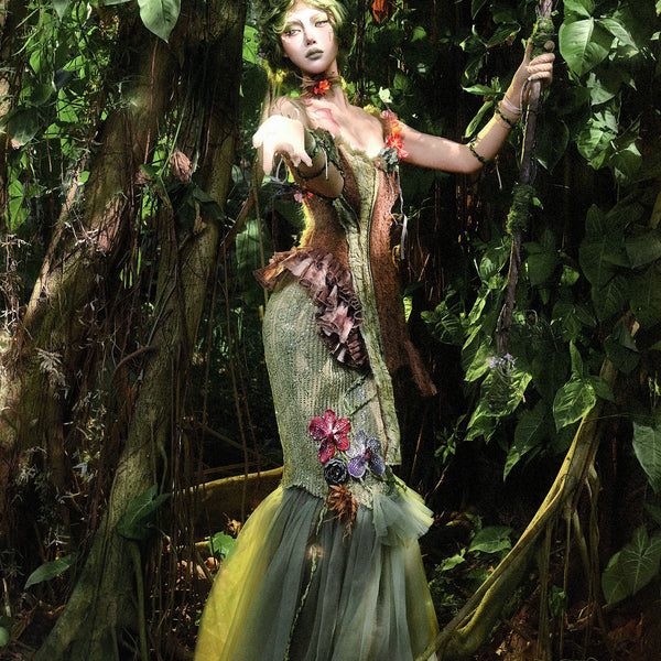 Spirit of the Forest, Elf Wind Forest Flower Mesh Fishtail Dress Dress Half Skirt Christmas