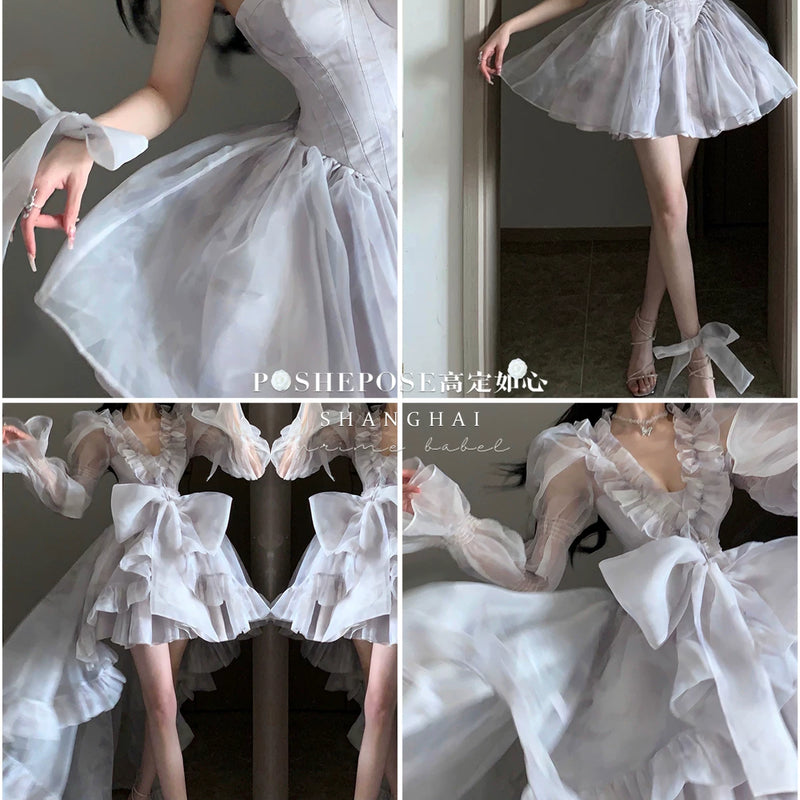 High-end custom-made iris heart thoughts·her lifelong dream jade smoky purple birthday dress