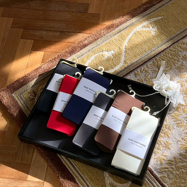 Fashion Seamless Design Skinny Leggings Milk White Black Basic Legs Pantyhose Simple Solid Color